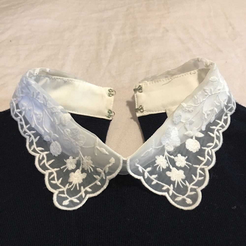 Club Monaco lace collar wool sweater